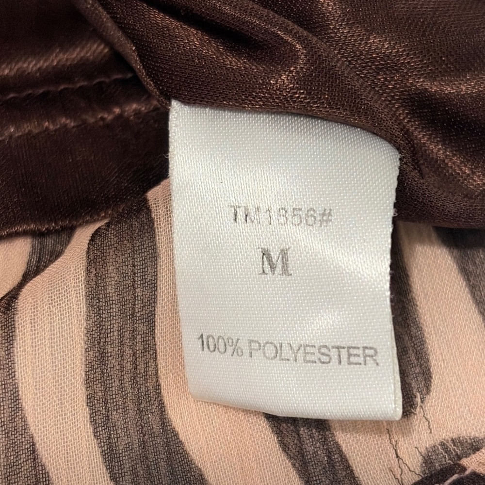 Theme Womens Zebra Animal Print Tunic Dress Mixed Media Brown Tan Short M - Picture 6 of 7